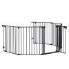 150" Adjustable Safety Gate 6 Panels Play Yard Metal Doorways Fireplace Fence Christmas Tree Fence Gate for House Stairs Gate prohibited area fence